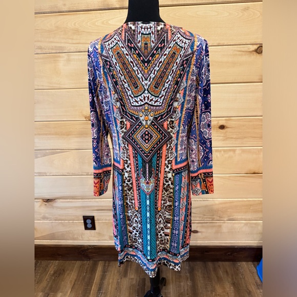 Hale Bob V Neck Dress, Multi Color - Aztec Style , size Medium - Picture 5 of 10